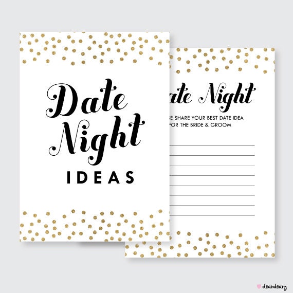 Printable Date Night Idea Cards & Sign Gold and by deardeary