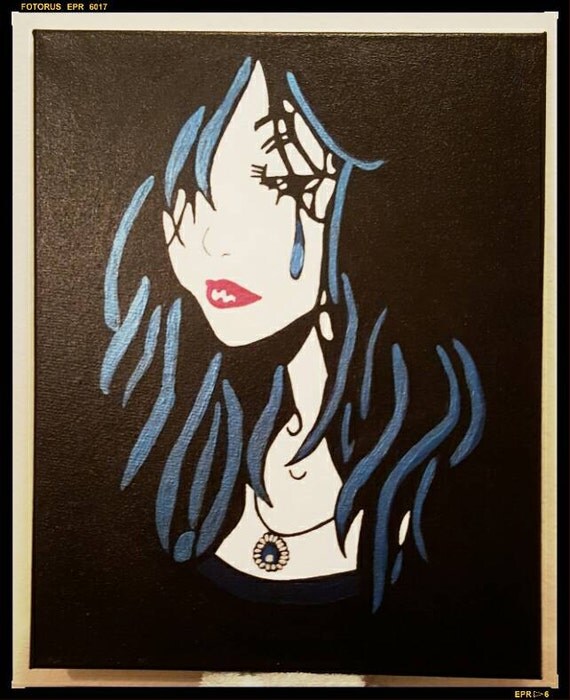 Sadness Acrylic Canvas Painting by UpcyclingCreations on Etsy