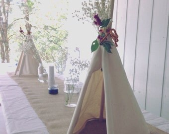 Birthday teepee, camping, boho themed party decor, coachella, tribal baby shower, teepee decoration, canvas mini teepee, small teepee