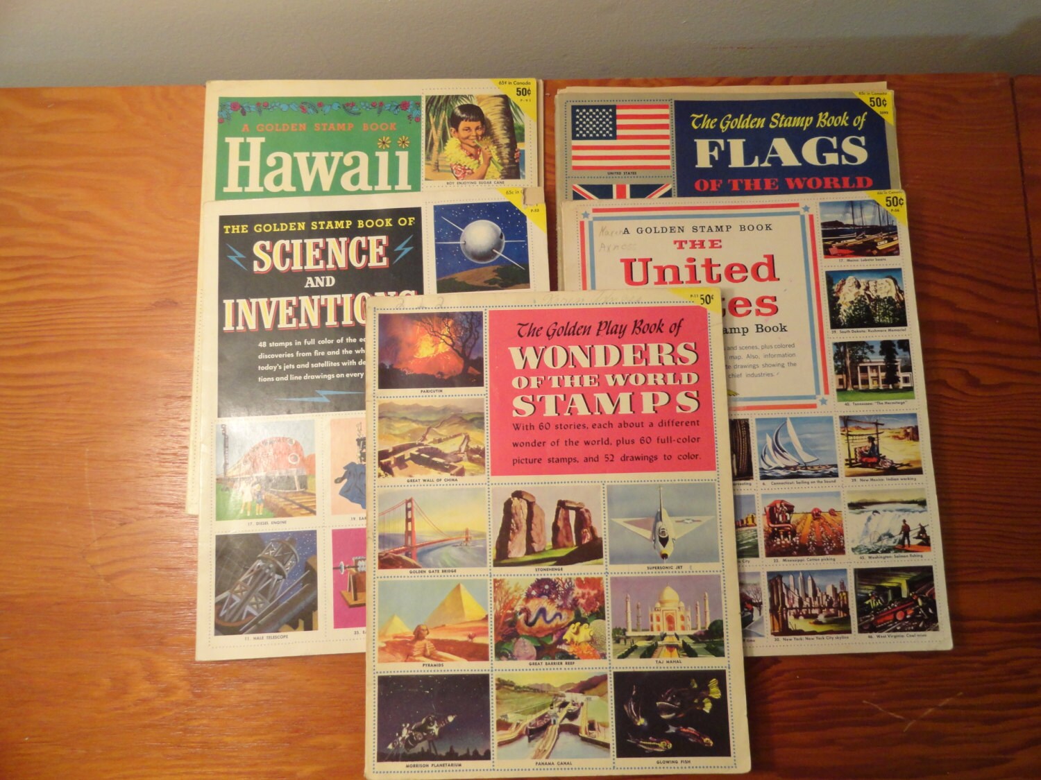 Set Of 5 Golden Stamp Books