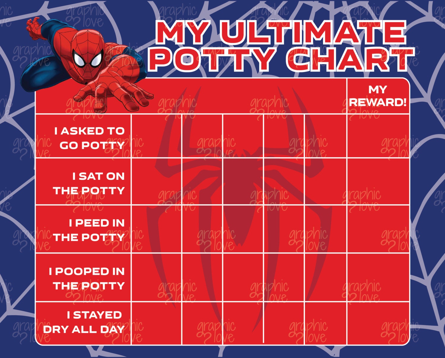 Lets train Potty training chart superhero