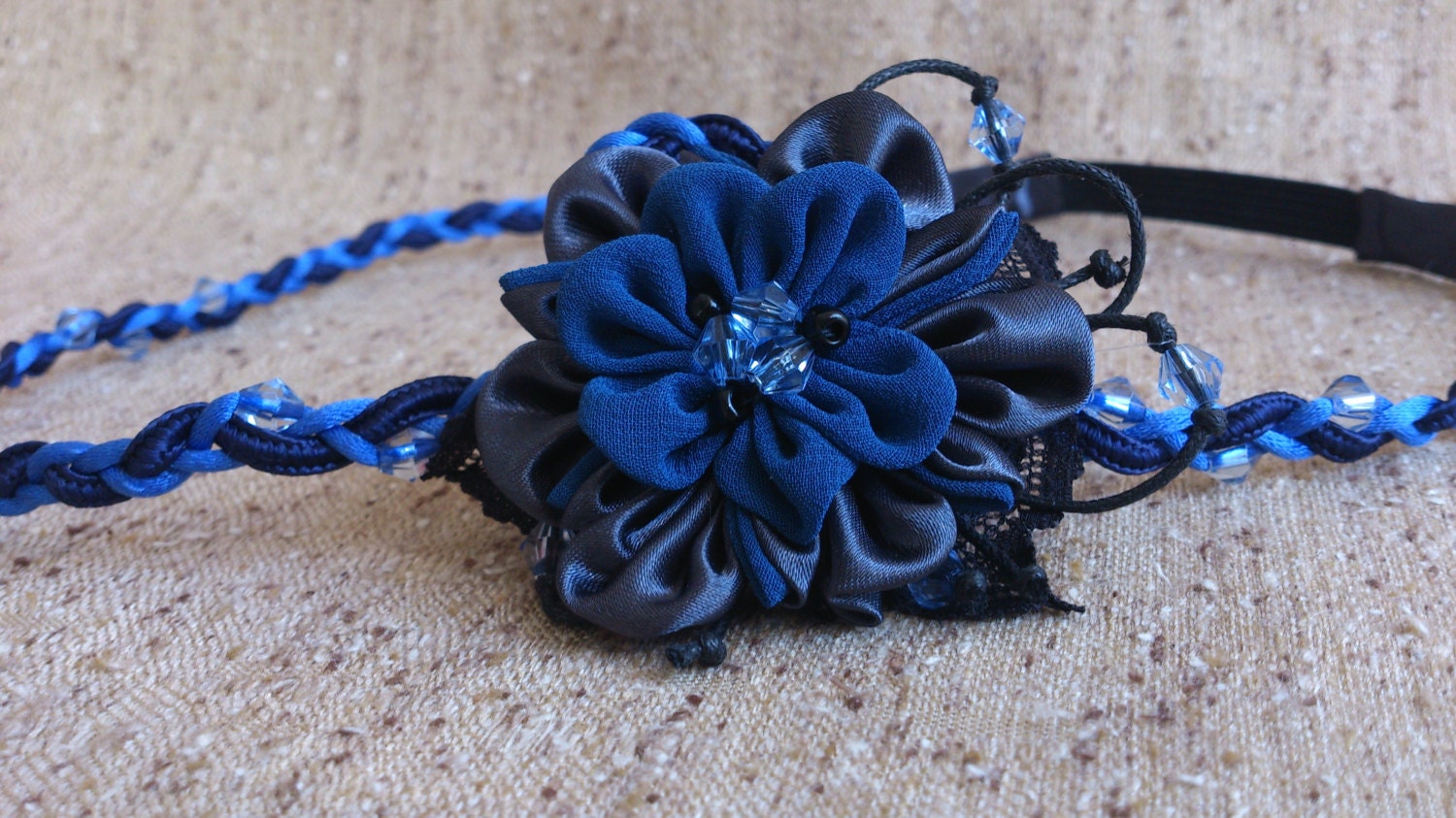 Navy Blue Flower headbandBlue girl Headbandlittle girl