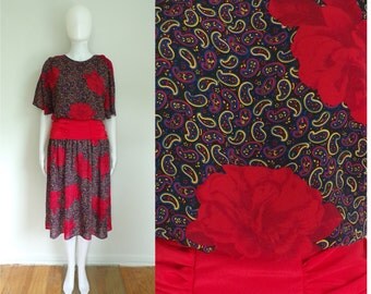 70’s Paisley Print Button Down Dress by Willow Ridge