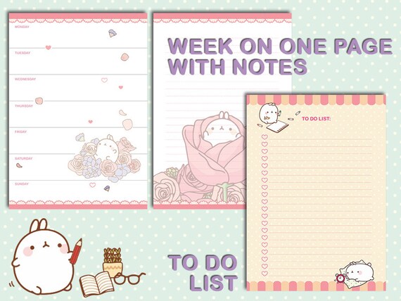 Printable planner a5 molang filofax inserts planner pages