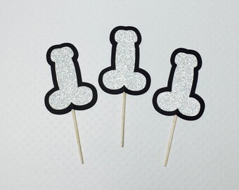 Penis Cupcake Toppers Handmade Bachelorette Bridal Party Naughty Picks Gift Gag Novelty Mature Content