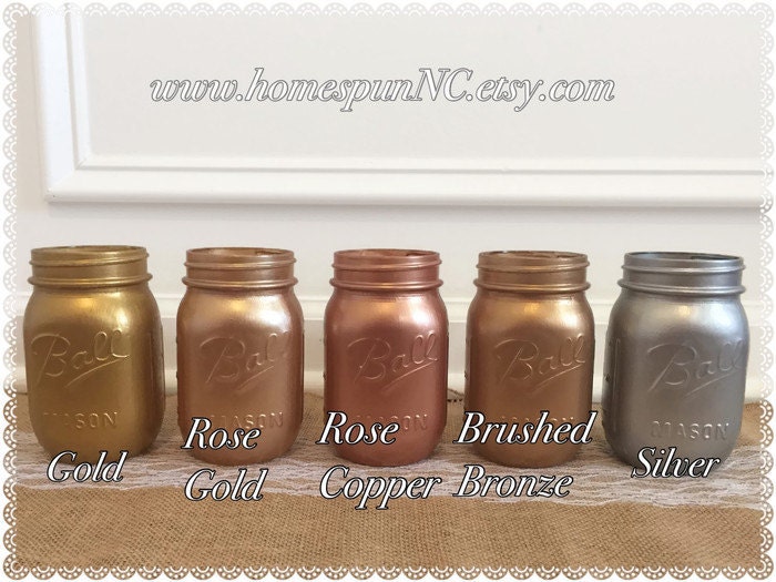 Metallic Mason Jars Home Decor Rose Gold Mason Jars Mason