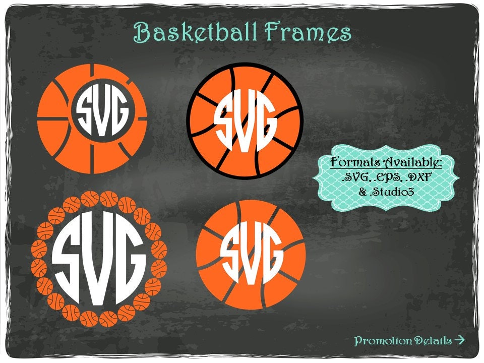 Download Basketball Monogram Frames in .SVG .EPS .DXF & .Studio3