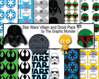 Star Wars Digital Paper, Star Wars Scrapbook Paper, Scrapbook Paper Star Wars, Star Wars Clip Art, Instant Download, Star Wars Download