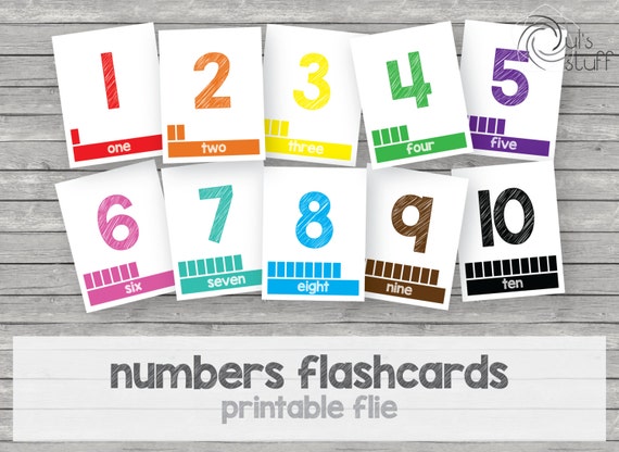 Printable kids numbers flashcards 1 to 10 english