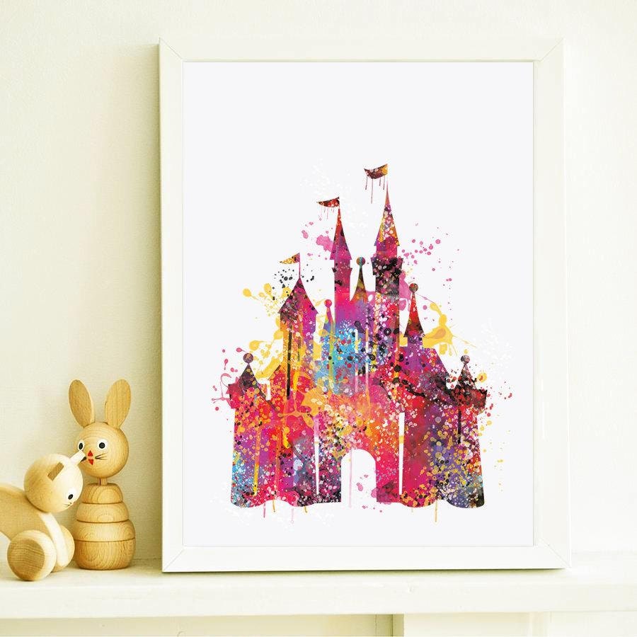 Disney Castle Watercolor Print Disney Nursery art Disney Art