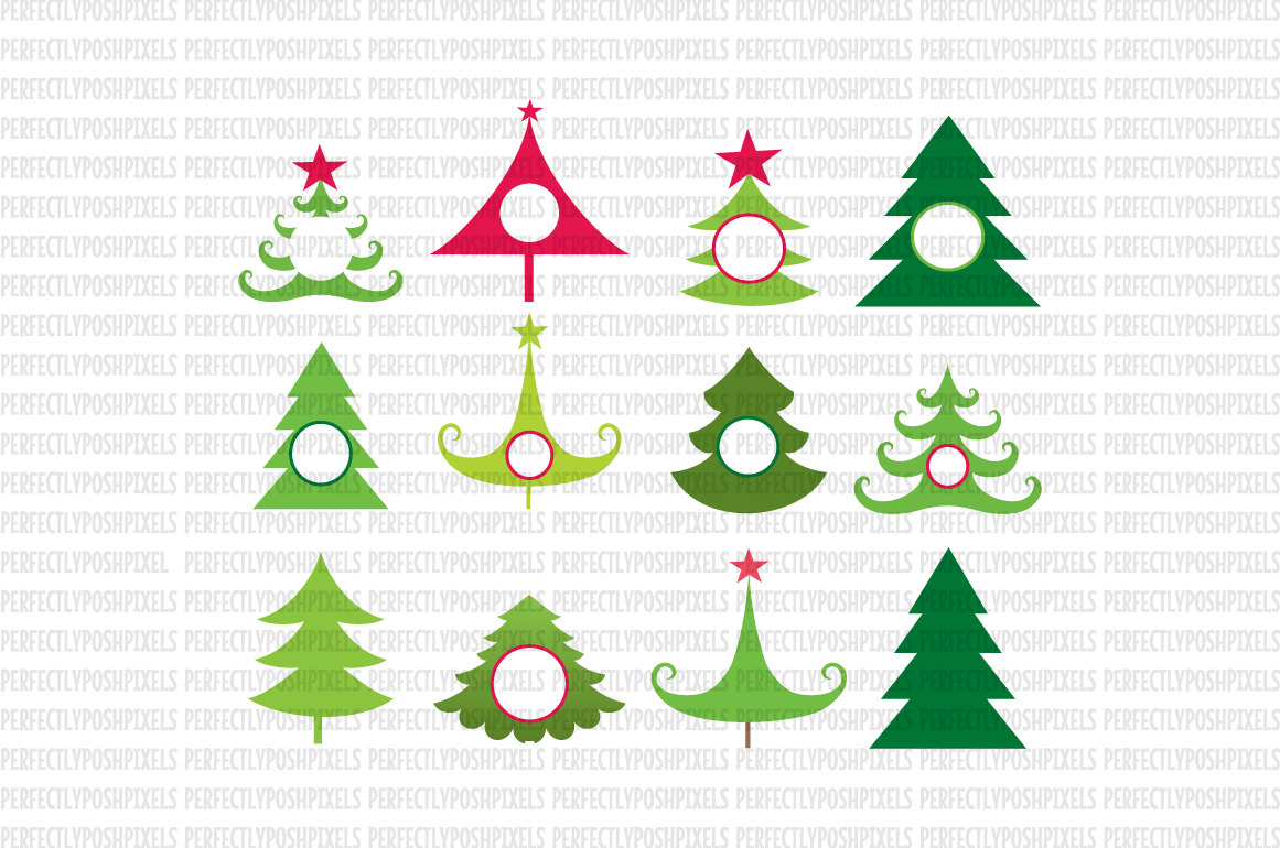 Download Christmas Tree Monogram SVG EPS DXF Christmas Monogram Decal