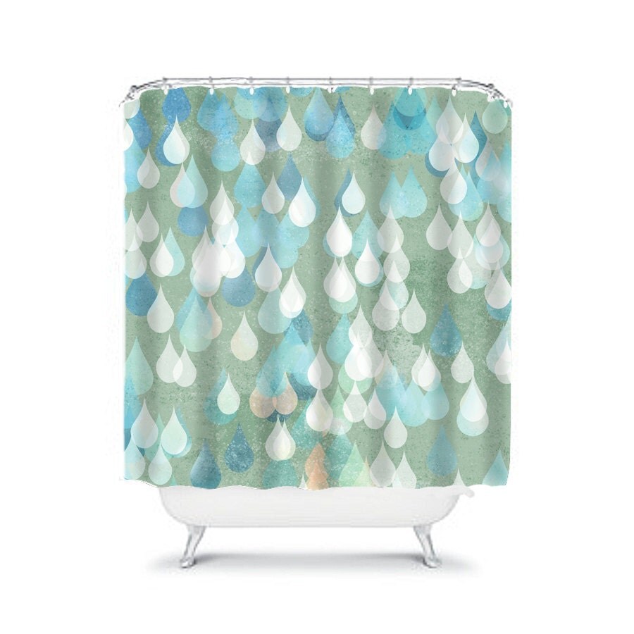 raindrop shower curtain bathroom decor blue shower curtain