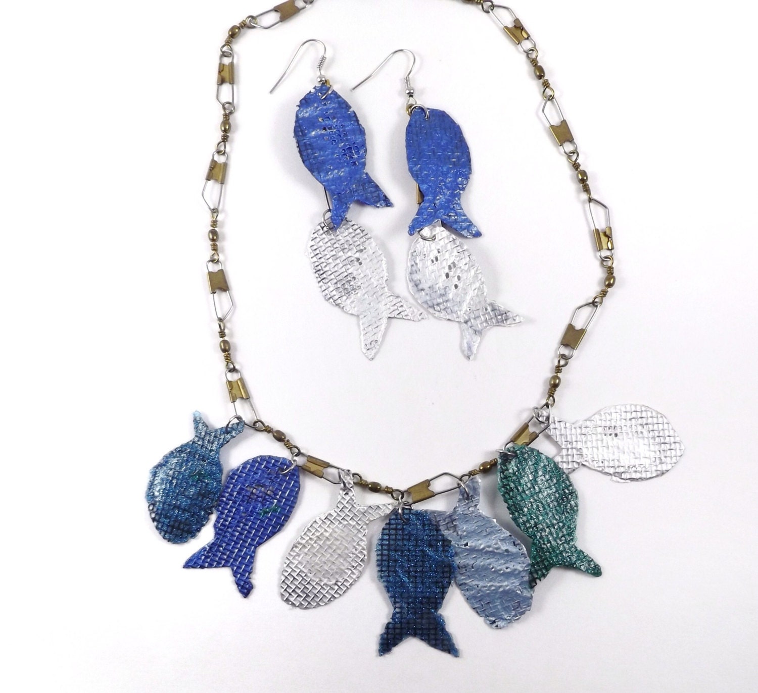 Nautical jewelry set Fishing jewelry Fish necklace