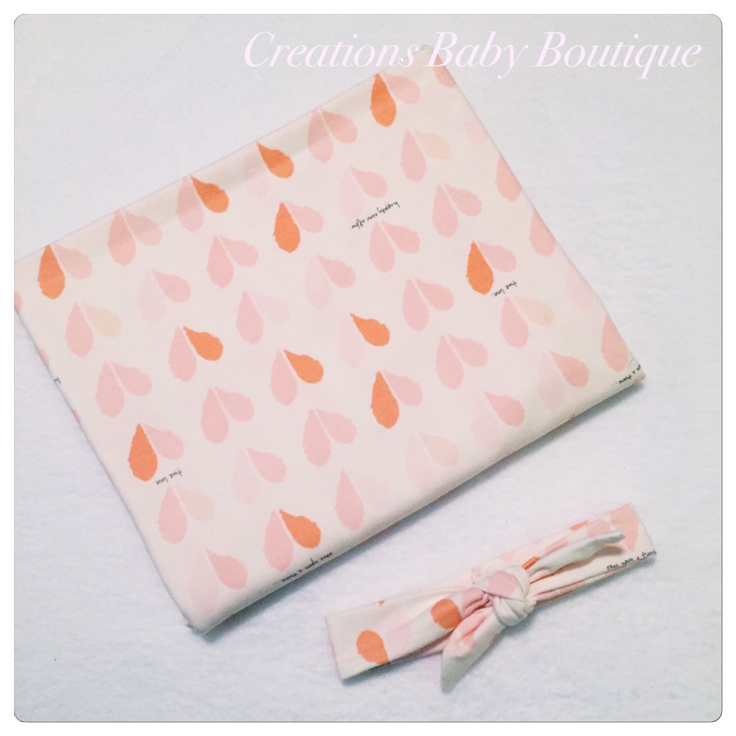 Baby girl swaddle blanket and headband set baby by CreationsBabyB