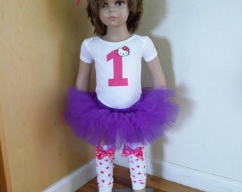 Hello kitty birthday outfit, first birthday, second birthday, Hello kitty, pink and purple, birthday tutu, cake smash outfit, cake smash
