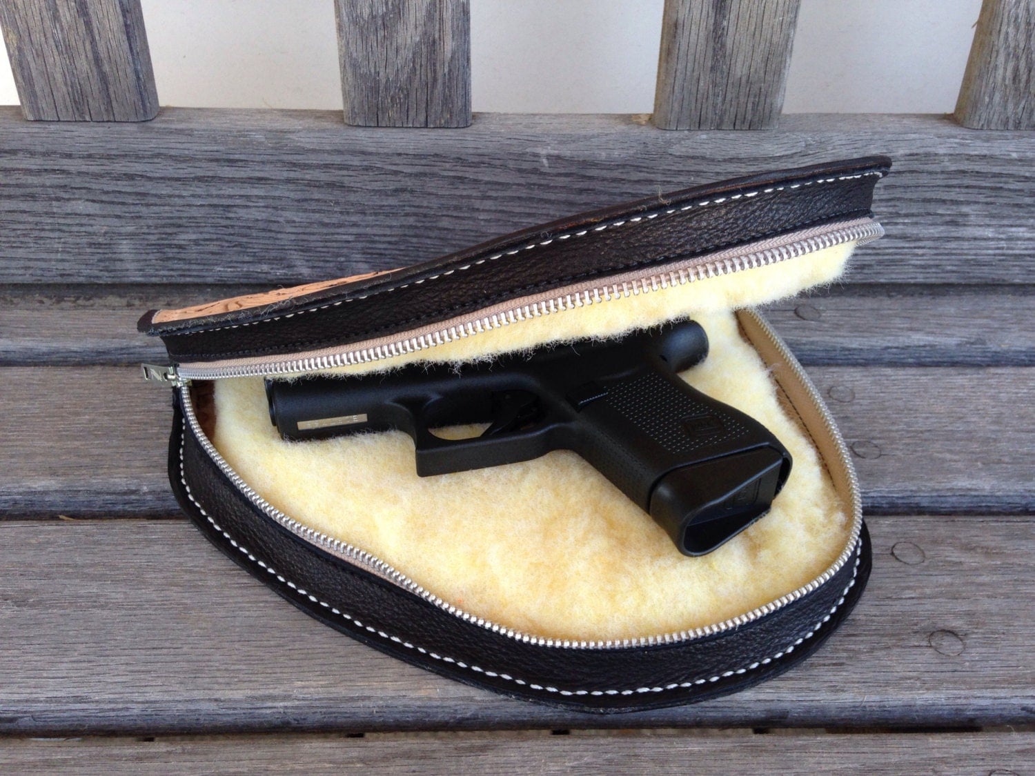 Hand Tooled Leather Pistol Case