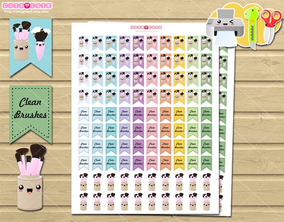 makeup kawaii brushes printable planner stickers for your life