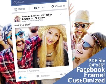 Facebook frame photo booth props. Facebook Photobooth, Costomized 24"x36" party decor, Printable PDF file