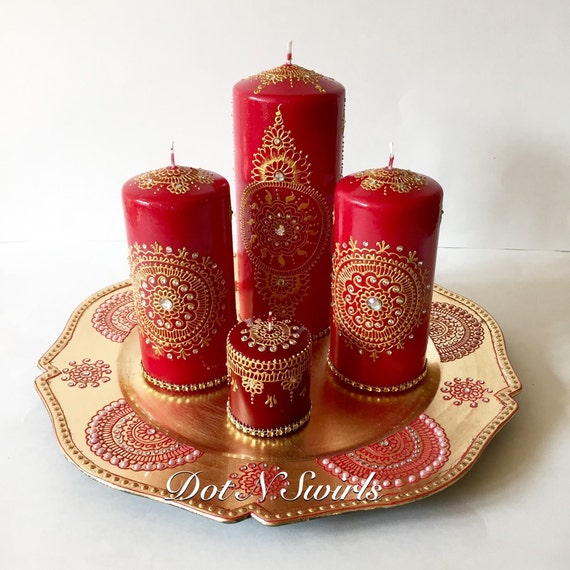 Bougie Rouge Henna Decoration Bougie Rouge Henna Decoration