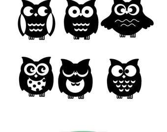 Owl SVG files, Owl clipart, 6 Halloween owl designs, SVG and PNG instant download, Halloween Vector Id#HC3