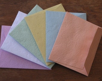 Assorted Colors handmade recycled paper envelope set of 6/ Multicolored cards/ Multicolored Envelope and Blank Cards/ Colorful card set