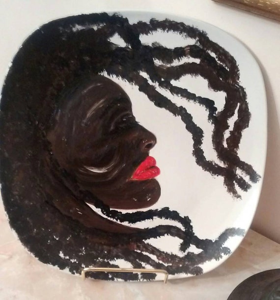 Decorative accent ceramic plate by african by KarensArtandDesigns