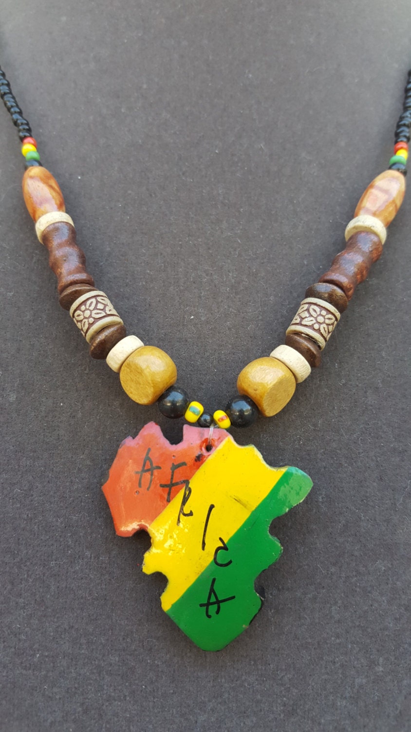 Rasta Necklace Africa shaped Pendant