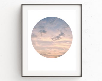 Photography Circle, Sky Photo, Cloud Poster, Nature Poster, Abstract Photo, Circle Poster, Winter Wall Print, Download Art, Pink Wall Art