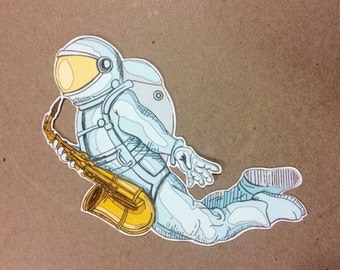 saxy astronaut - one vinyl sticker