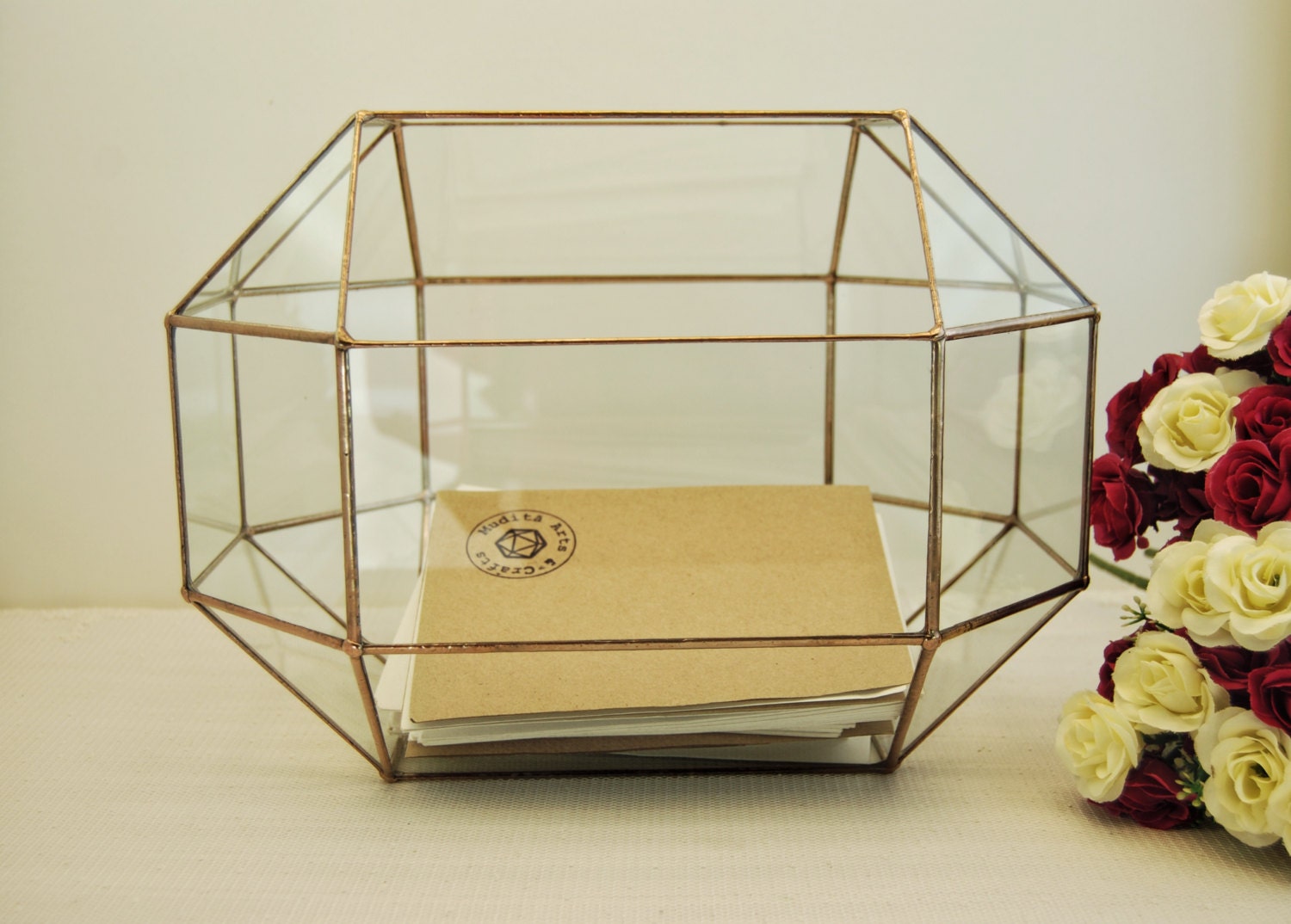 Wedding Card BoxLarge Geometric Box Envelope Holder Rustic