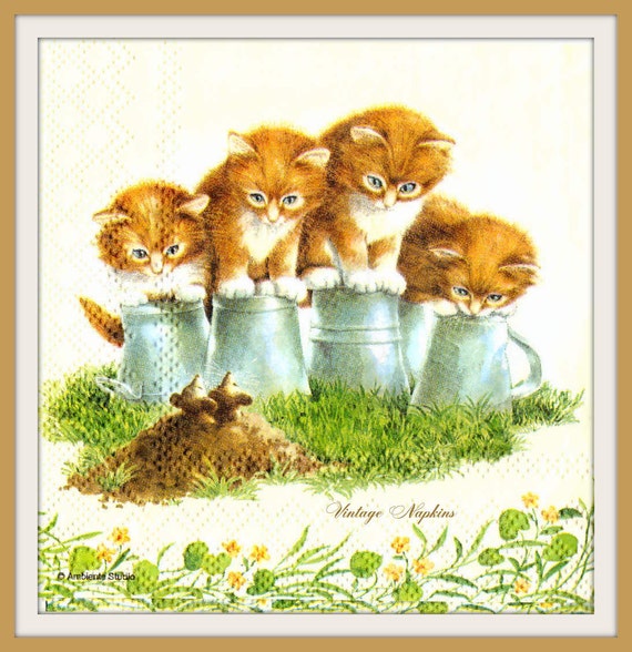 Items similar to SALE *** TWO Paper napkins for DECOUPAGE Cute