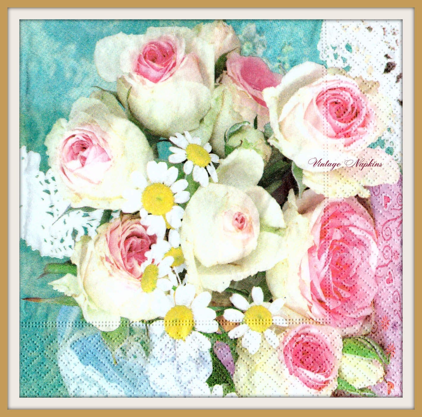 SALE TWO Paper napkins for DECOUPAGE Pink by VintageNapkins