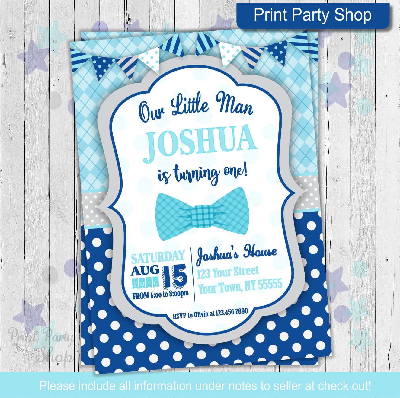 Bow Tie Birthday Invitations 5