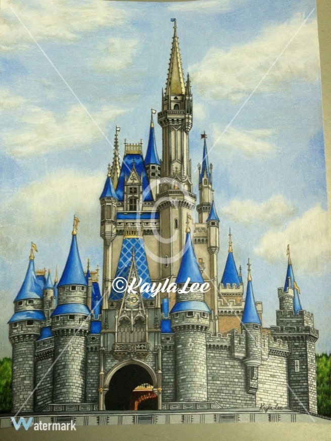 Magical Castle Colored Pencil Art Print Princess Castle