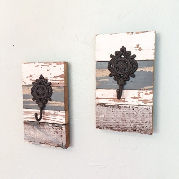 RESERVED for Allison Rustic key hooks set of 3 vintage