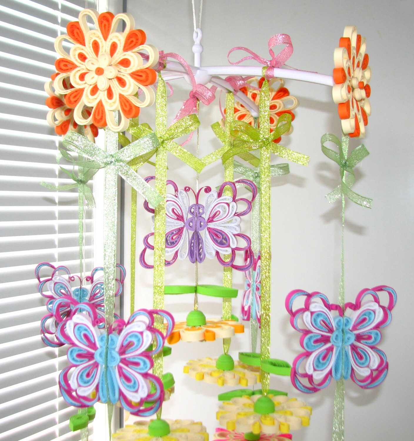 Baby mobile Crib mobile Nursery Mobile Floral Mobile Quilled