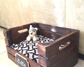 Wooden Dog Bed | Wine Crate Dog Bed for Small Dogs | FREE SHIPPING