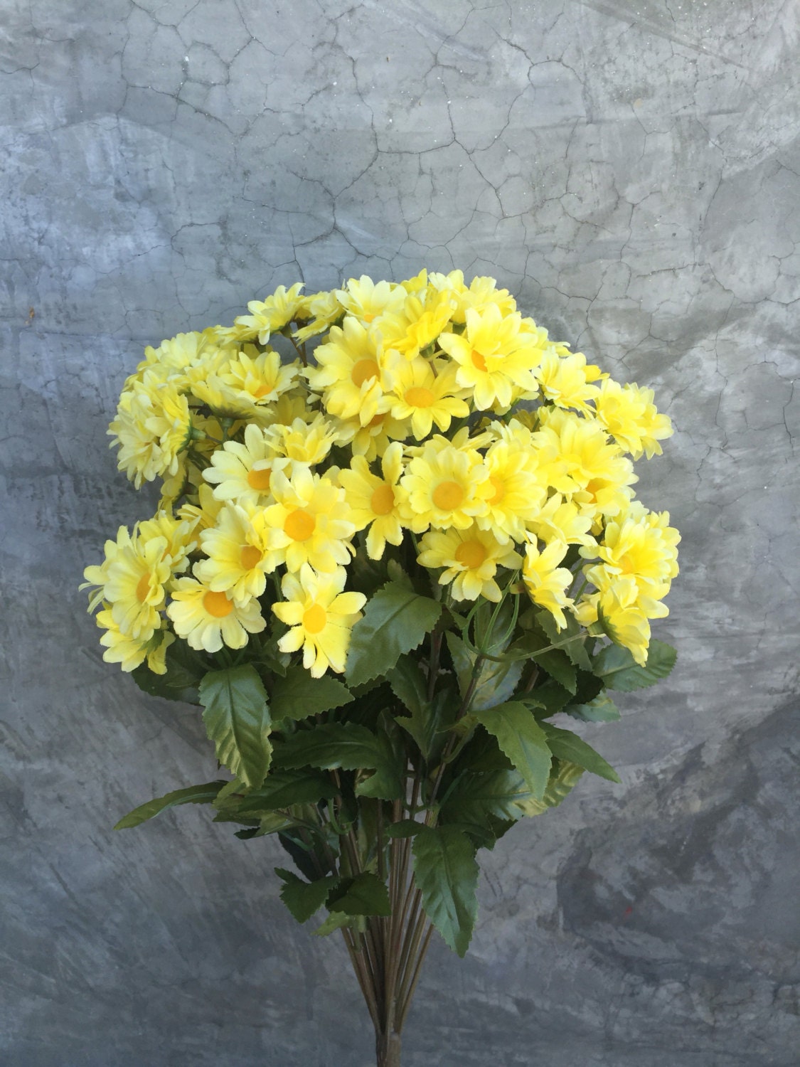 Yellow Daisy Silk Flower Bush Artificial Faux Silk Wedding