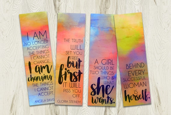 Items similar to Printable Watercolour Bookmarks Set, Feminist Quotes ...