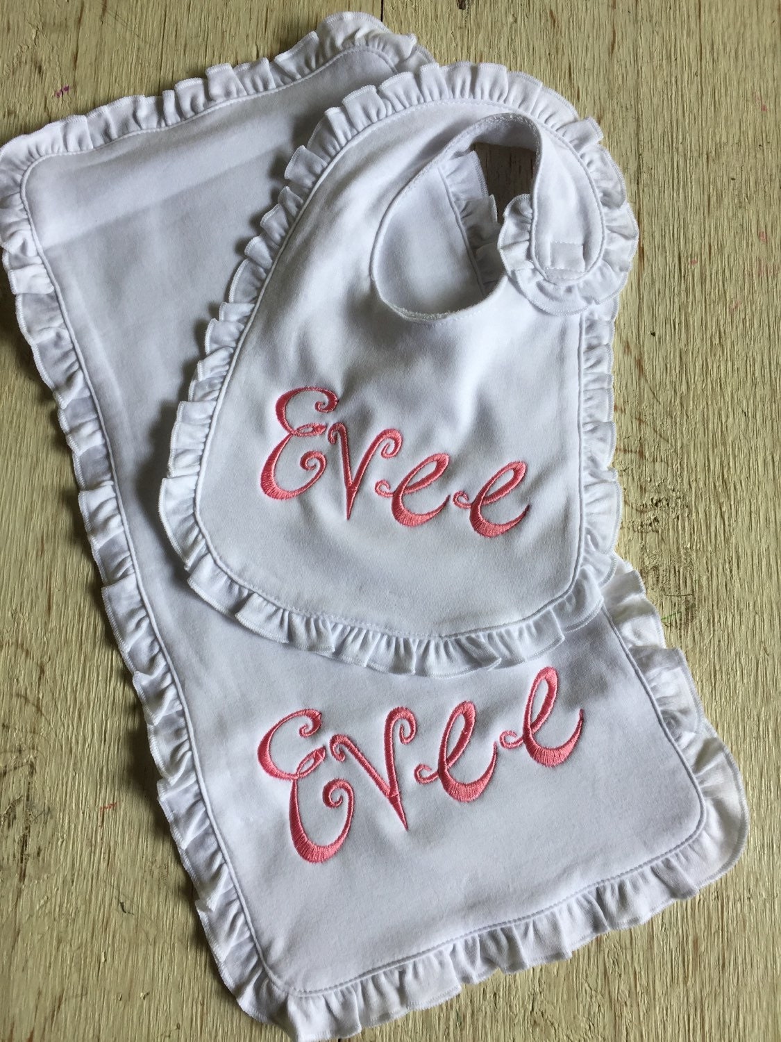 Bib and burp cloth set monogrammed bib by SoSouthernAccents