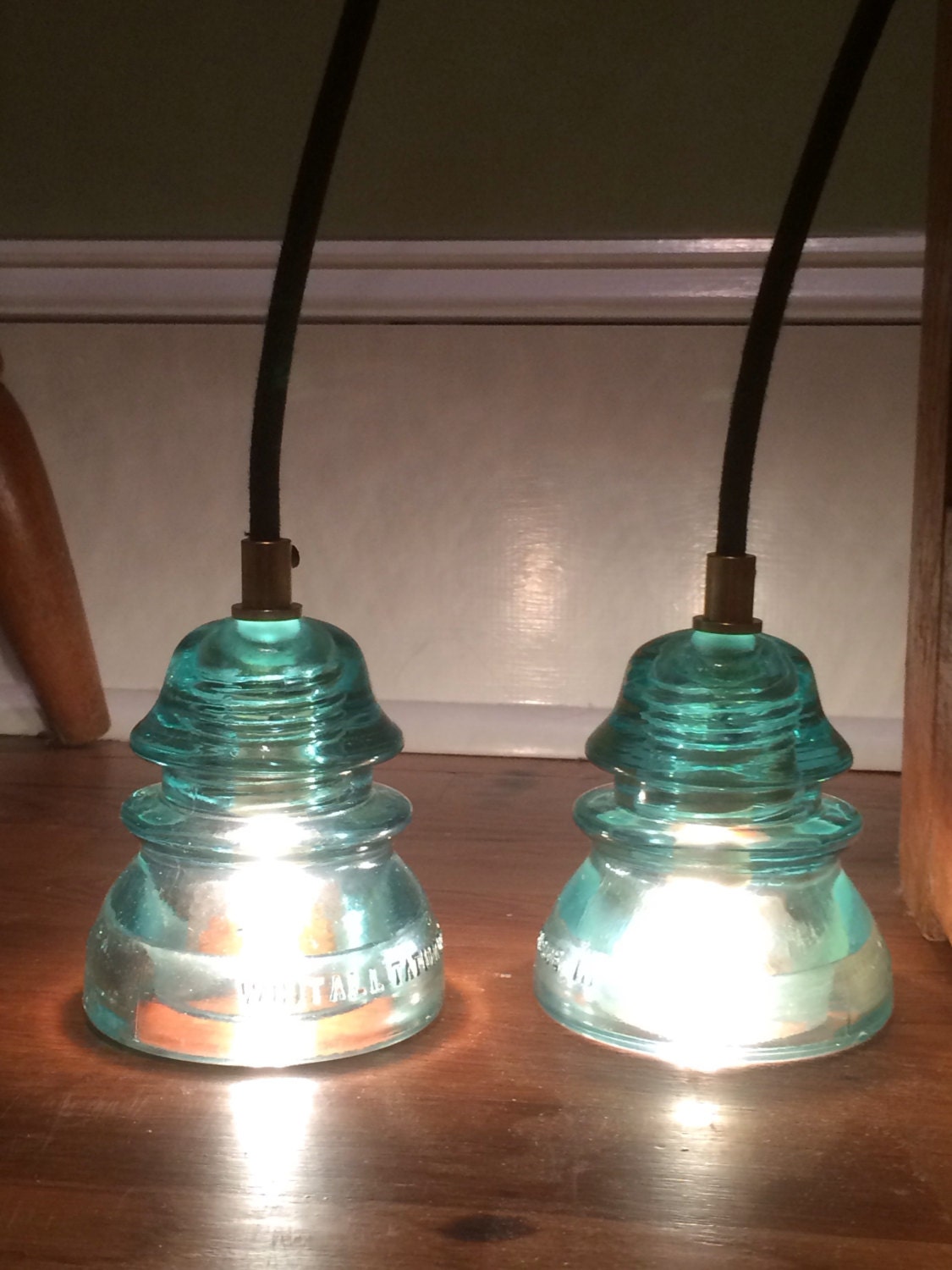 Vintage Glass insulator pendant light