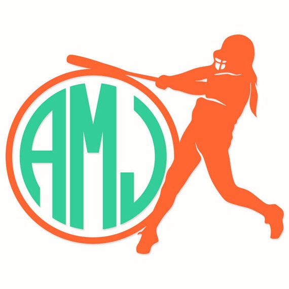 Download Softball Monogram Cuttable Designs SVG DXF EPS use with