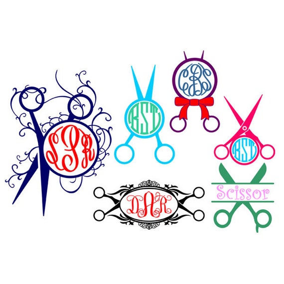 Download Hairdresser Scissors Monogram Cuttable Design SVG DXF EPS