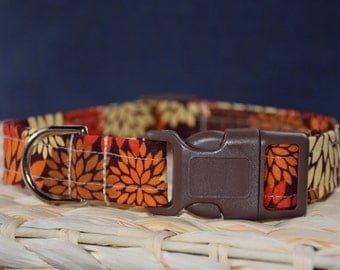 Fall Dog Collar – Mum Dog Collar – Fall Print Dog Collar – Halloween Dog Collar - Handmade Fabric Dog Collar