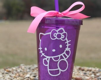 Purple Hello Kitty tumbler with name