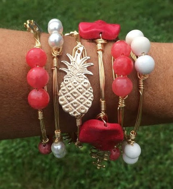 Gold Pineapple Bangle Bracelet Large by