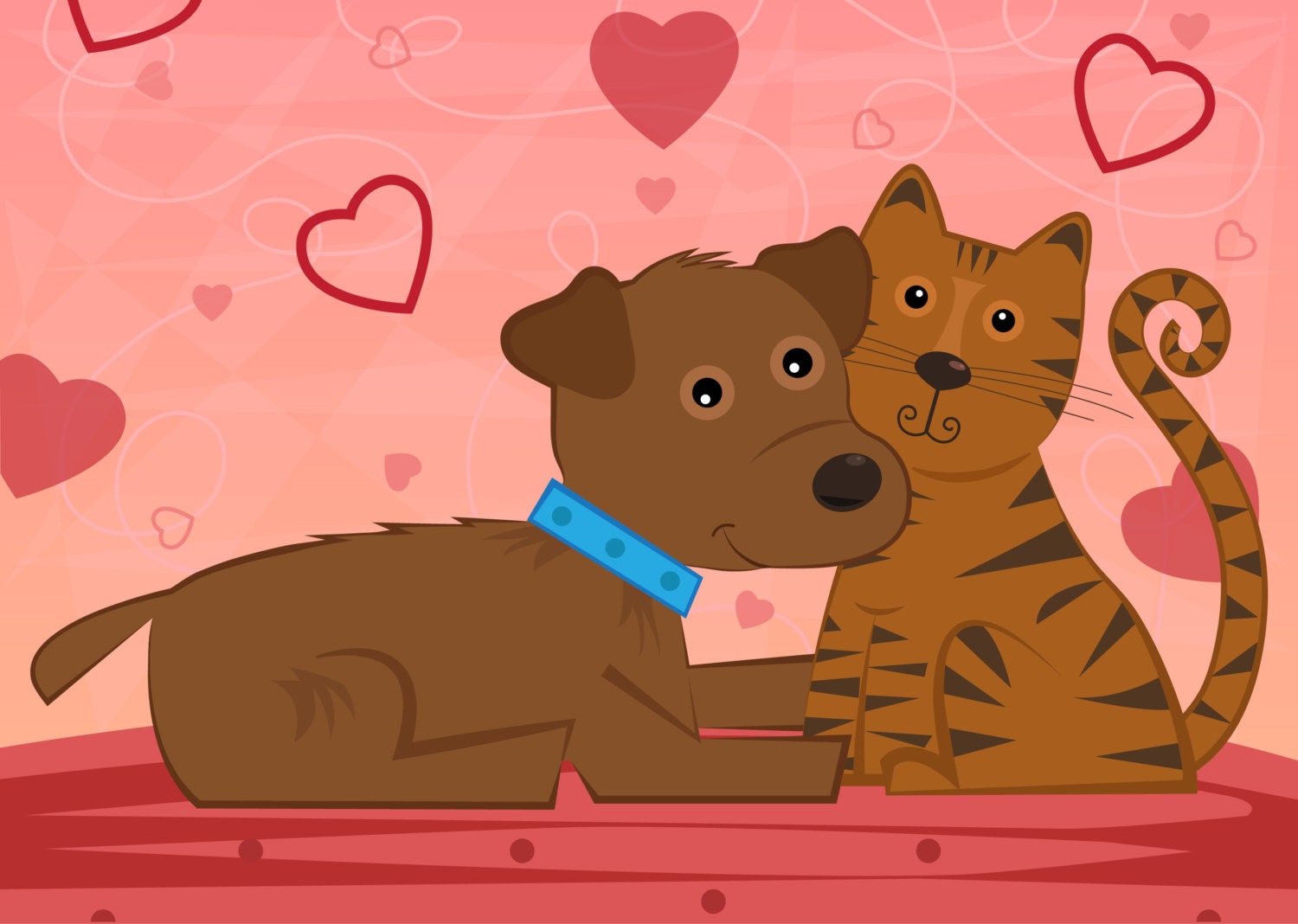 Dog and Cat valentines day valentine vector cartoon love illustration ...