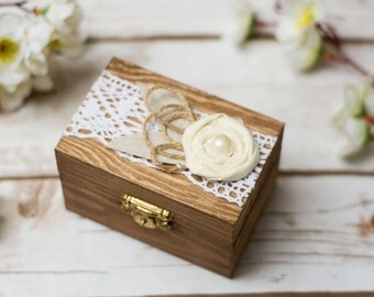 Wedding Ring Box Bride Groom Ring Bearer Ring Holder Rustic Wedding Ring Box