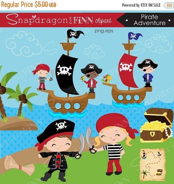 SALE Pirate clipart Pirate Ship clipart by snapdragonandfinn