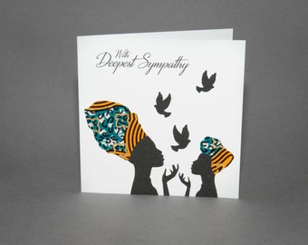African Fabric/Ankara/Wax Print/sympathy card/African card (6" square)- Dove